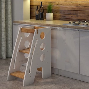 Learning tower / kitchen helper tower / Montessori kitchen tower / Tour d'apprentissage Montessori / learning stool, toddler tower, toddler learning stool