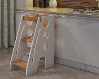 Tour d'aprentissage Montessori Tour d'observation for children - Chaise Montessori en bois Tabouret aide-cuisine Montessori Learning Tower