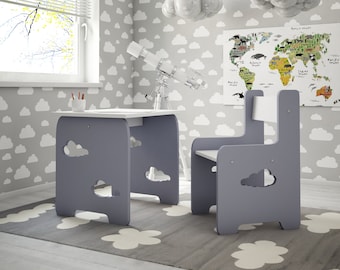 Toddler Table and Chair Set, Nursery Furniture, Activity Table, Montessori Kids Furniture, Toddler Gifts, Playroom Decor