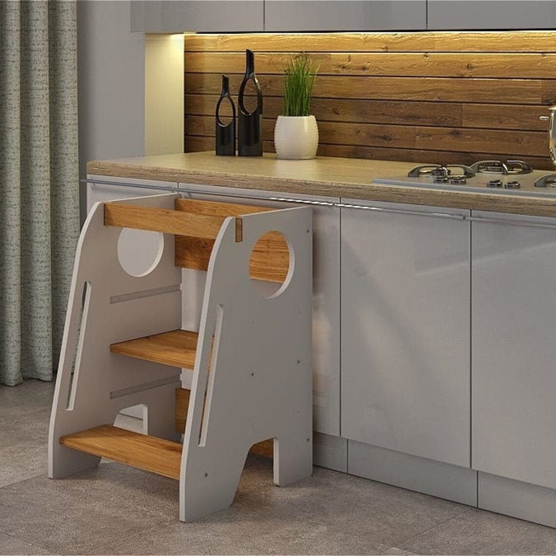 Kitchen Helper Tower Kitchen Stool Safety Stool Toddler Step Etsy UK
