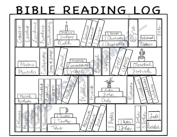 Bible Reading Log Books of the Bible Bookcase Tracker | Etsy