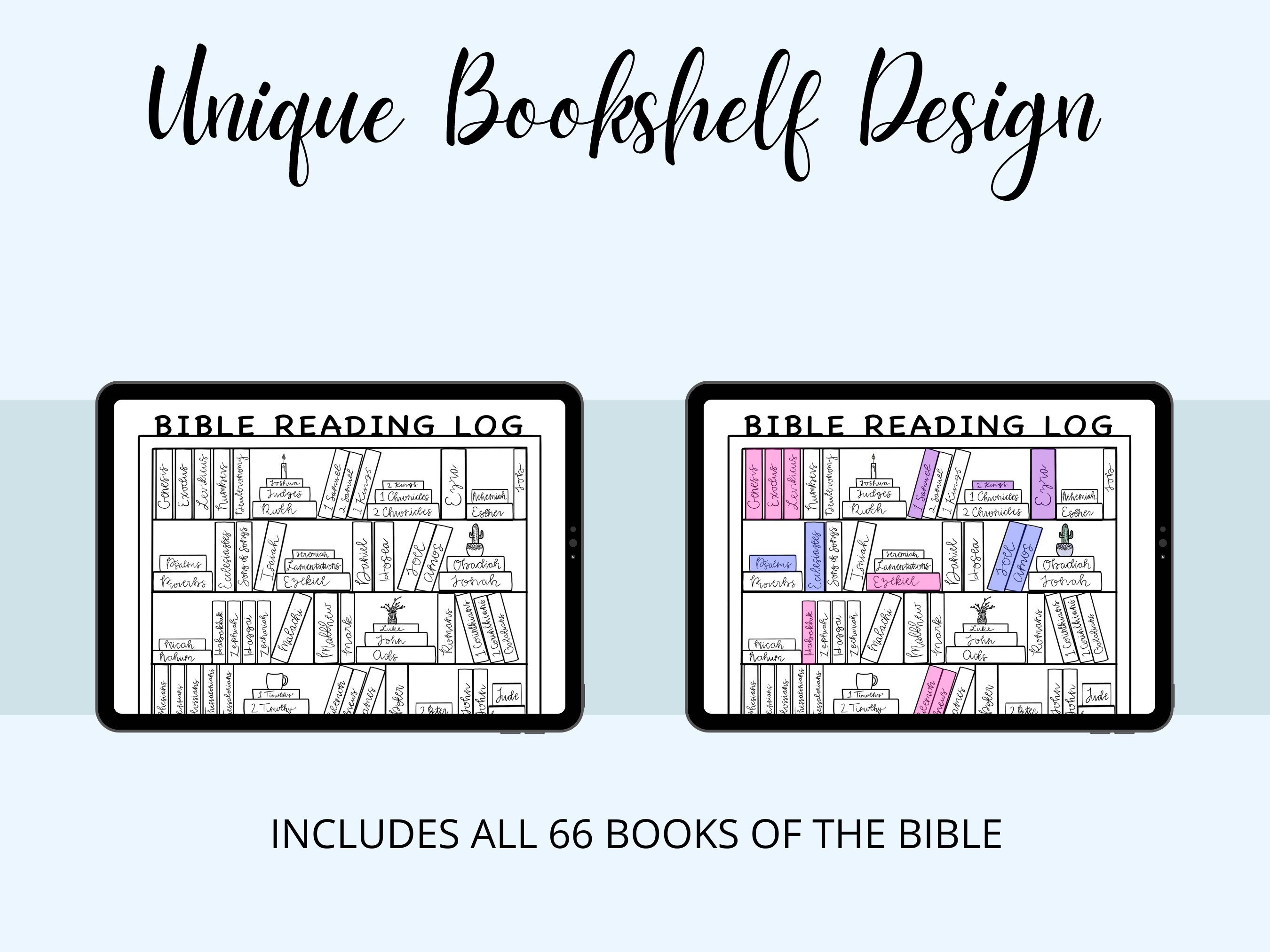 Bible Reading Log- Books of the Bible Bookcase Tracker Coloring Page ...