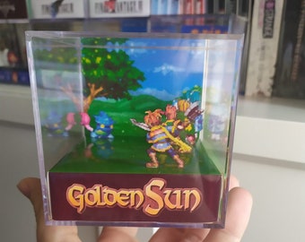 Golden Sun Djin diorama, cube diorama | gamer giftgift for gamers | miniature decorbirthday gift