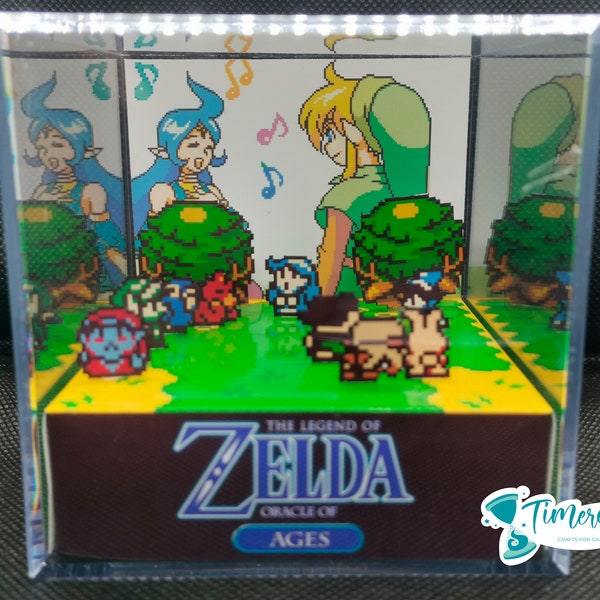 The Legend of Zelda Oracle of Ages diorama, cubediorama, miniature decor, videogame decor, gift for gamers, geek gift, zelda gift