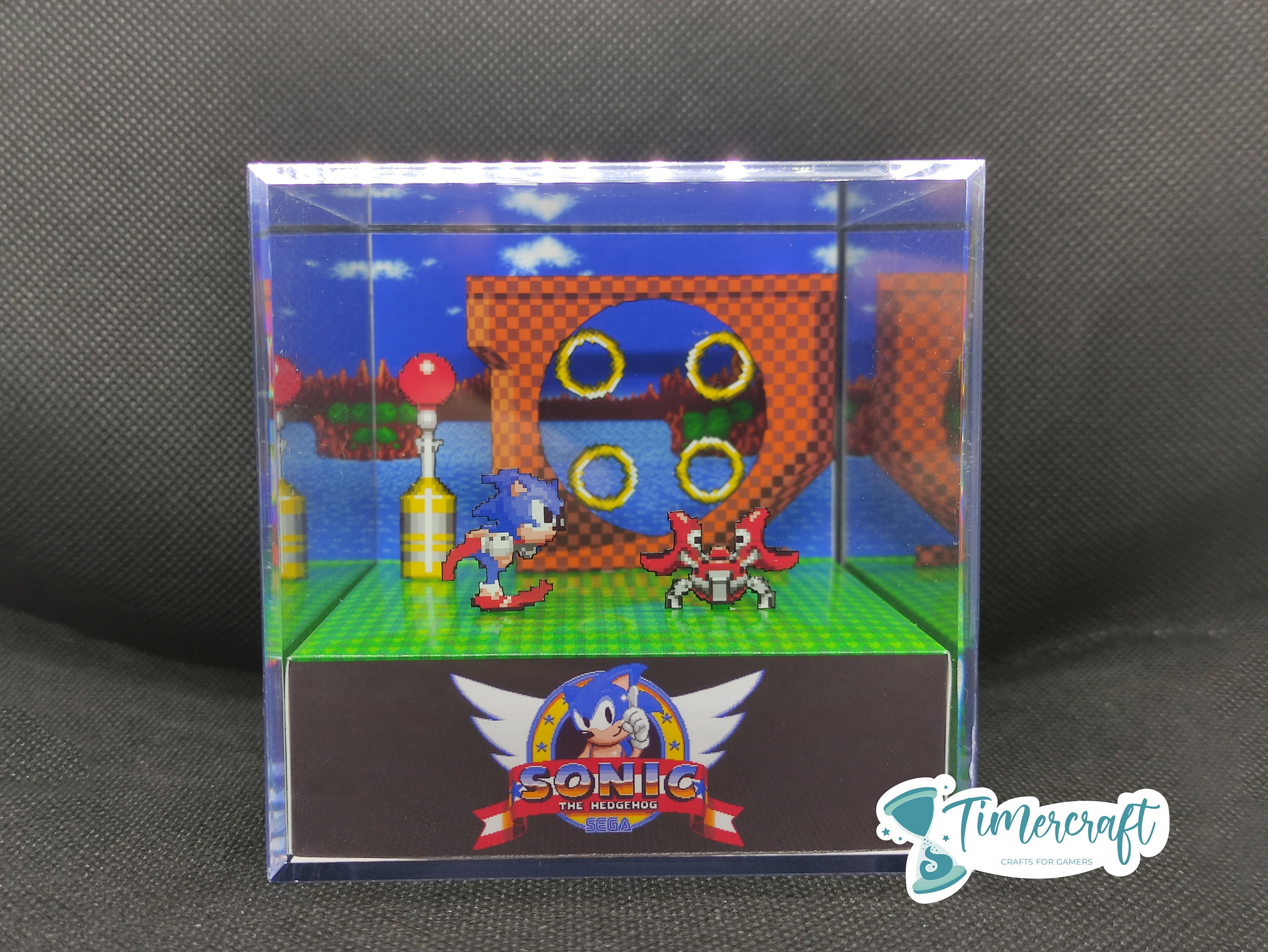 SONIC THE HEDGEHOG - Green Hill Zone - 3D Game Cube Diorama