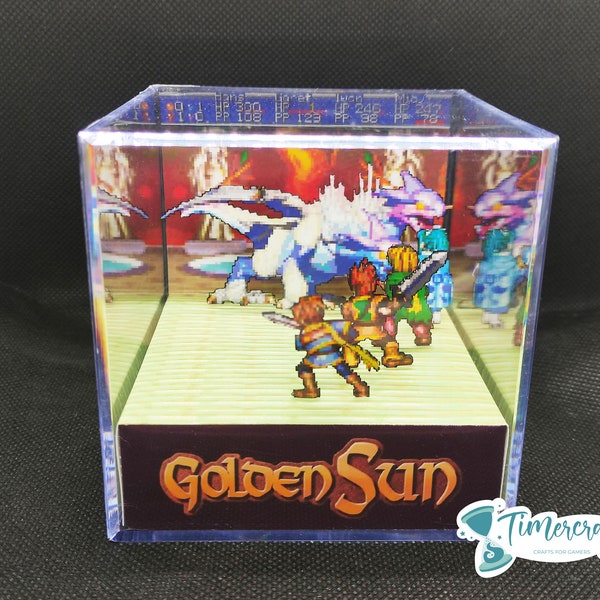 Golden Sun Final Boss Diorama, kubusdiorama | gamer cadeaucadeau voor gamers | miniatuur decorverjaardagscadeau