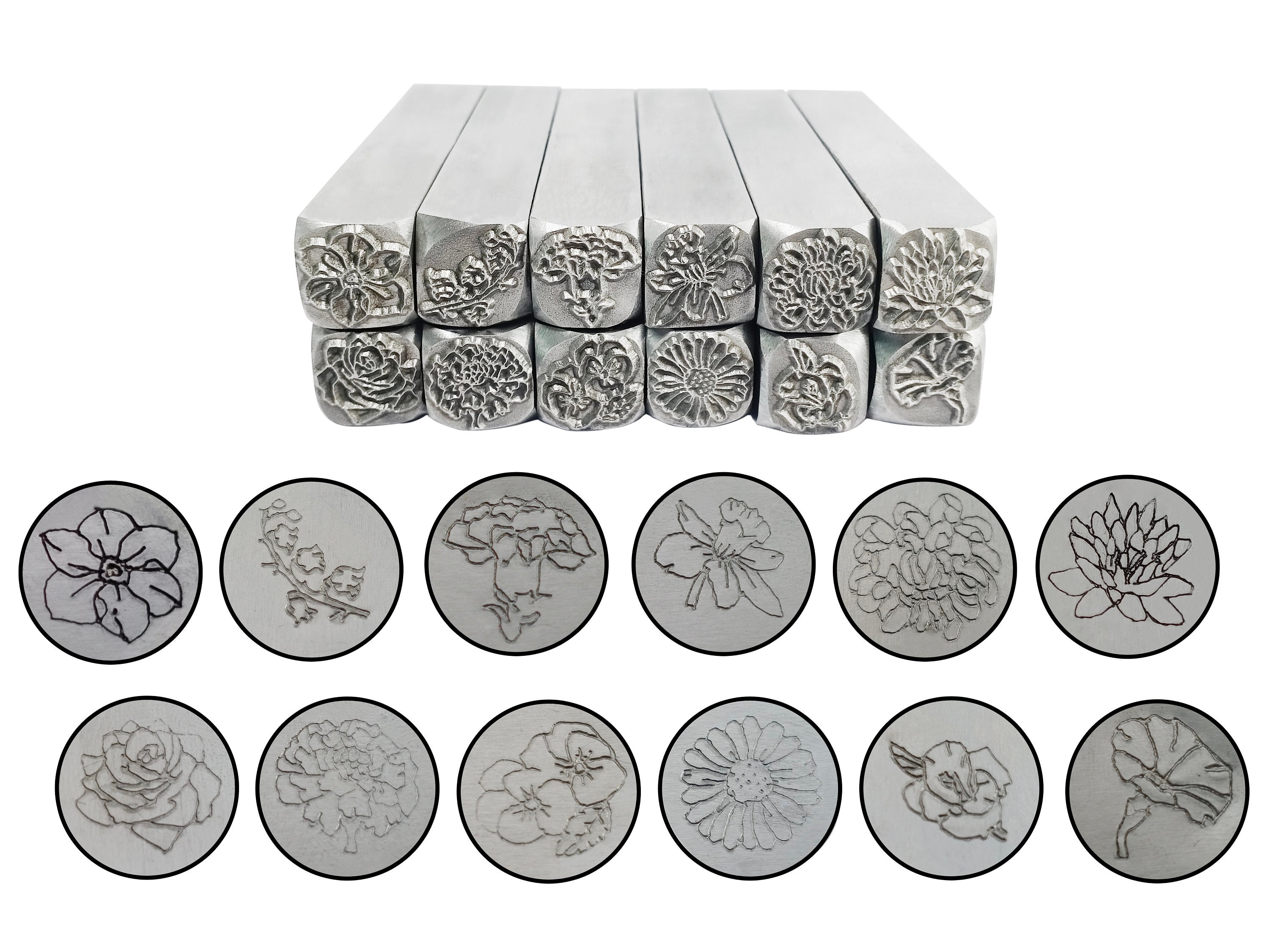 New Birth Flowers Signature Stamps Set Metal Design Stamp Etsy Australia