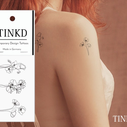 Oneliner Tattoo Imitation Single Line Tattoos Blumen Etsy Oneliner Tattoo Imitation Single Line Tattoos Blumen Etsy