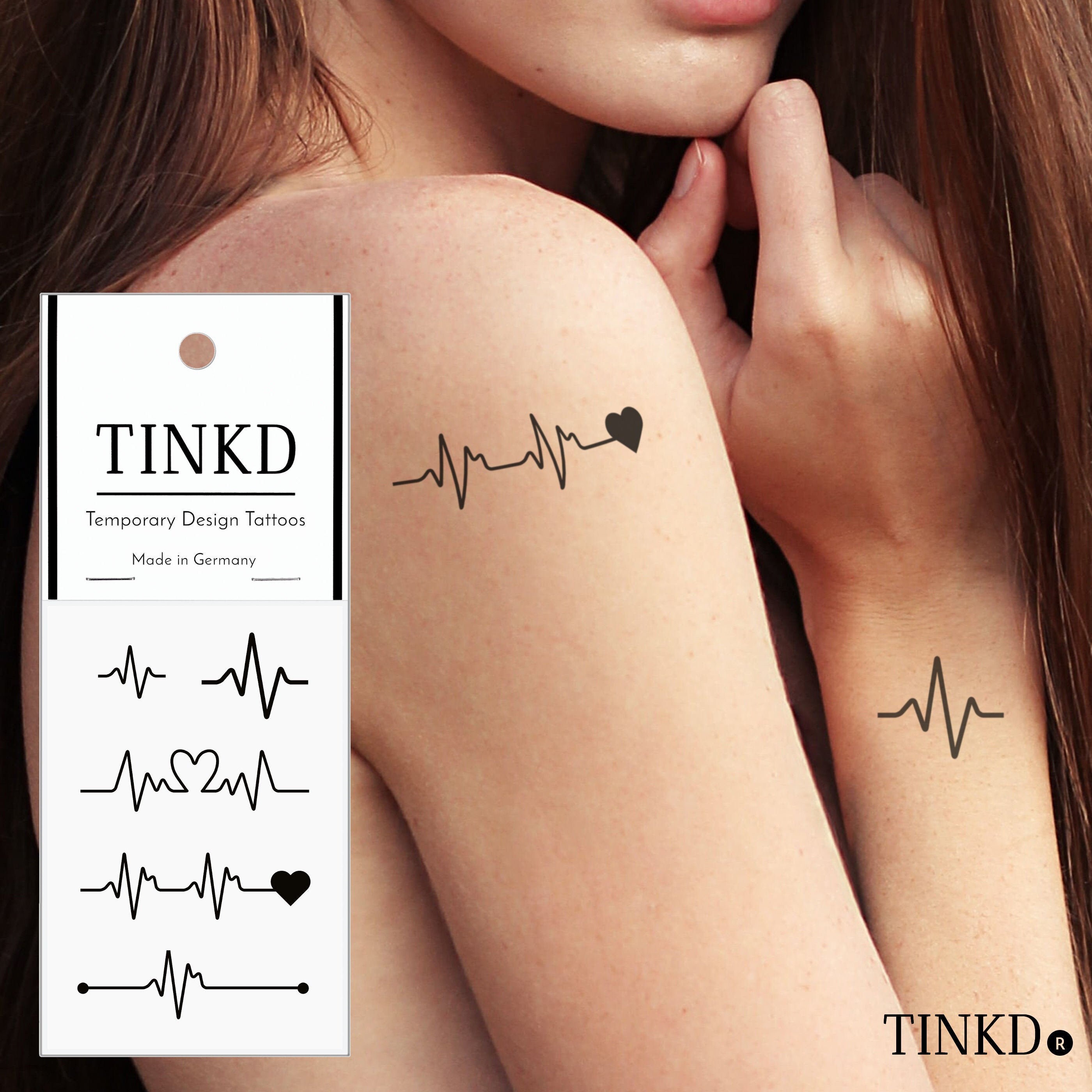 Heartbeat Tattoo Temporary Tattoo Heartbeat Heart Etsy
