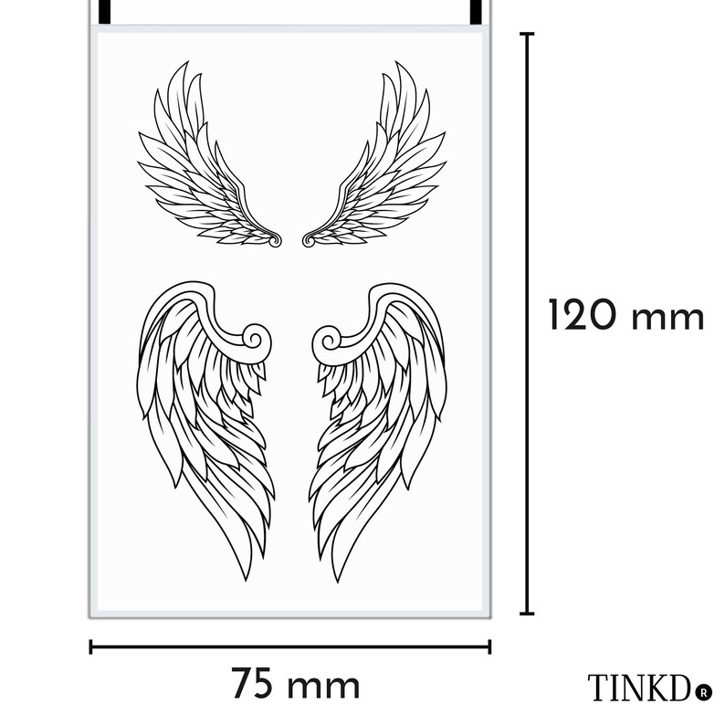 Adhesive Tattoo Angel Fake Tattoo Angel Wings Tattoo Set Etsy