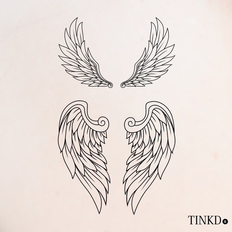 Adhesive Tattoo Angel Fake Tattoo Angel Wings Tattoo Set Etsy UK