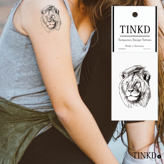 Glue Tattoo Lion Lion Tattoo Tattoo With Lion Head Etsy