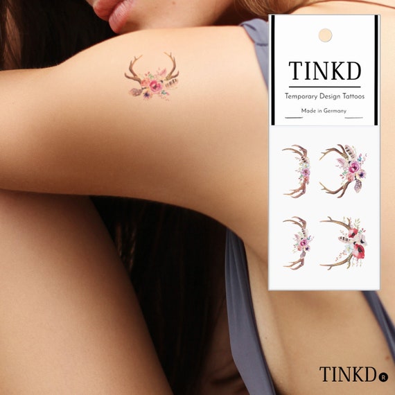 Festival Tattoos Boho Geweih Klebe Blumen Tattoos Etsy