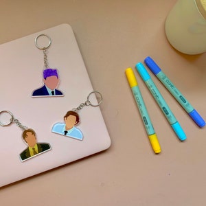 Prison Mike, Dwight Schrute and Jim Halpert Acrylic Keychain |The Office Show Keychain | Best Friends Gift - Inspired by TV Show The Office