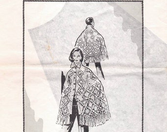 Vintage Needlecraft Crochet Pattern - Misses Spiderweb Cape, Design 500