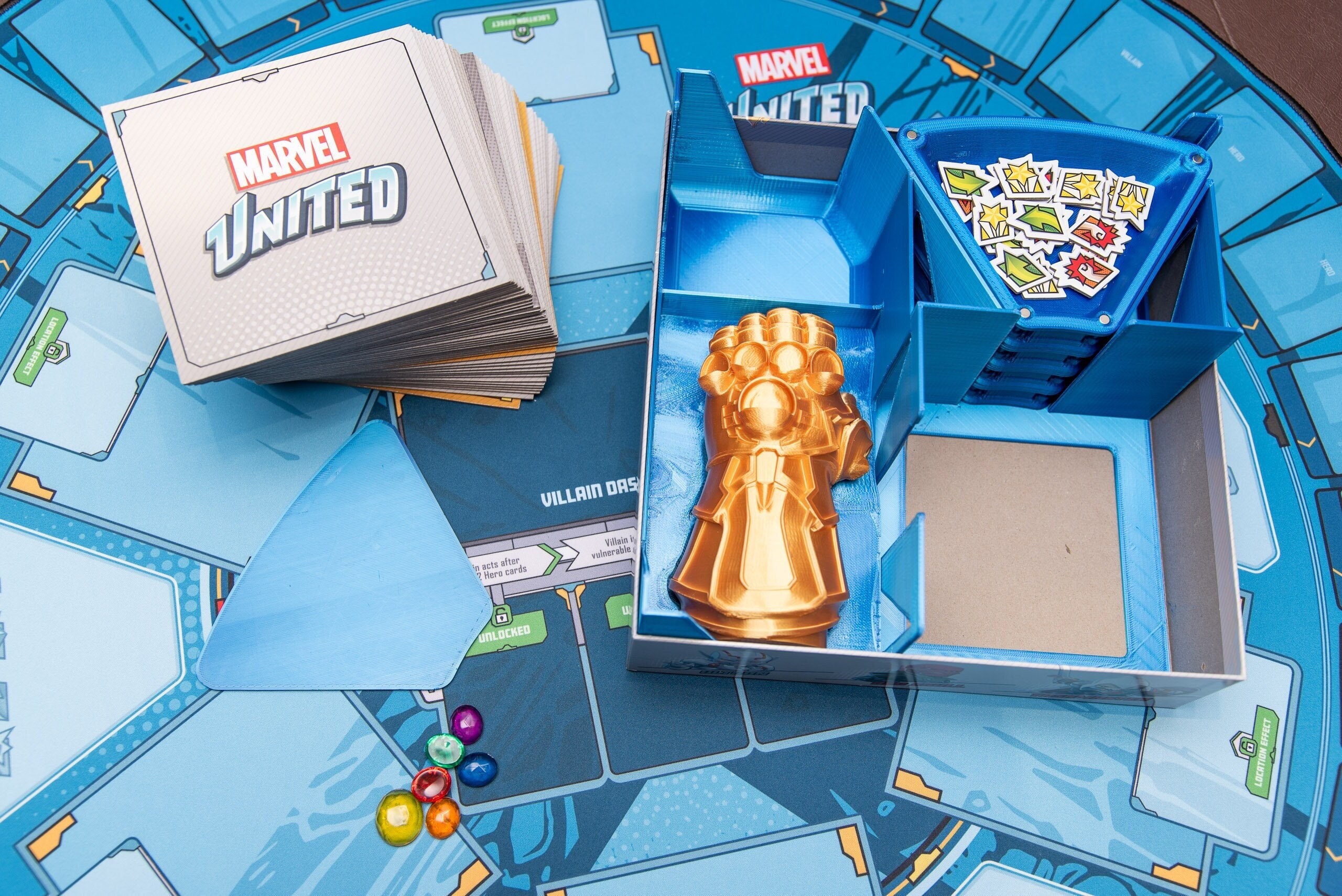 Cardboard Locations, Token Trays, and Infinity Gauntlet Organizer