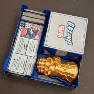 Locais de papelão, painel de vilão e organizador de mini manopla do infinito para Marvel United Temporada 1