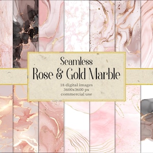 Nahtlose Rose Gold Marmor Digitales Papier, Marmor Hintergrund Texturen Rosa Weiß Gold Für Hochzeitseinladungskarten Cover Poster Banner Design