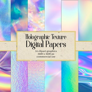 Holographic Texture Digital Paper, Holographic Background Textures Digital Download Commercial Use Scrapbook Paper, Wedding Invitation Cover