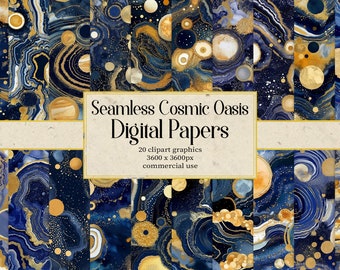 20 Seamless Cosmic Oasis Digital Paper, Galaxy Background Textures  Starry Night Sky, digital download commercial use Scrapbook paper