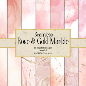 Nahtloses Rosa Rosa Gold Marmor Digitales Papier, Marmor Hintergrund Texturen Rosa Gold für Hochzeit Einladungskarten Cover Poster Banner Design