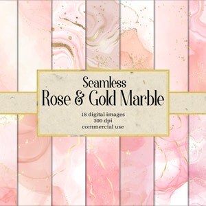 Seamless Rose Pink White Gold Marble Digital Paper, Marble Background Textures Rose For Wedding Invitation Cards Cover Poster Banner Design