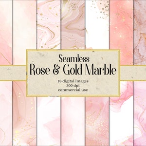 Seamless Rose White Gold Marble Digital Paper, Marble Background Textures Rose Pink For Wedding Invitation Cards Cover Poster Banner Design
