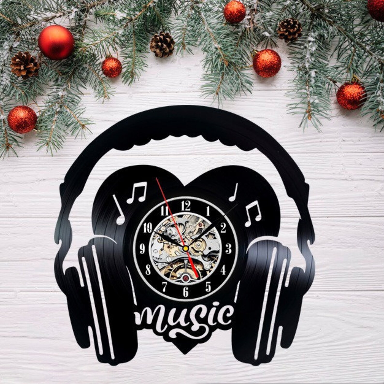 Music Christmas gift Vinyl wall clock Wall art Music Etsy