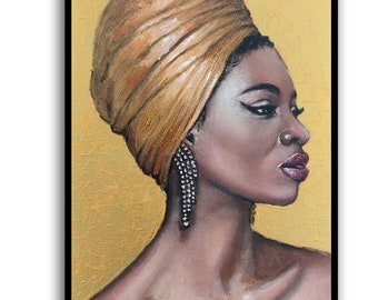 アフリカの女王の絵画 アフリカ系アメリカ人アート オリジナル