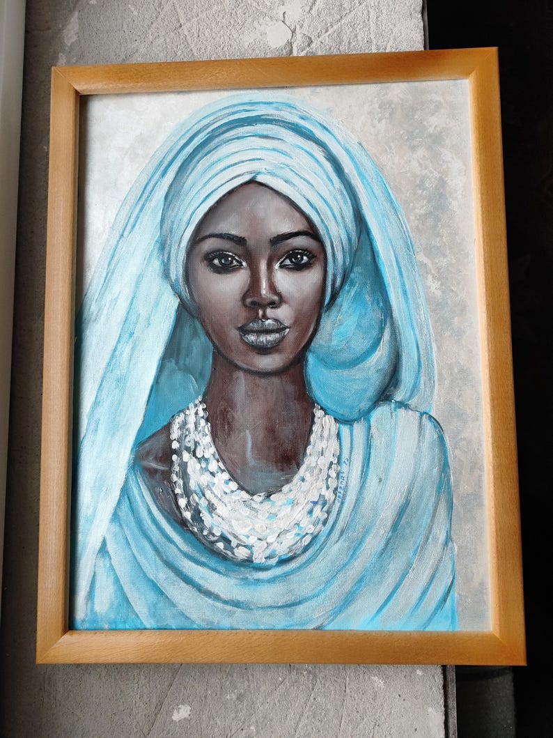African Woman Painting Black Woman Original Art Empowerment Portrait ...