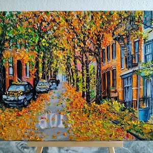 Original Oil Painting of a Brooklyn Street Scene, Cityscape Painting, Brooklyn Painting, NYC Wall Art 12х16" fine art by SElenaV nyc