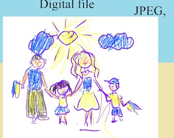 Digital file ukraine children drawing Digital download JPG file Instant download Small Painting Ukrainian art Stand with Ukraine