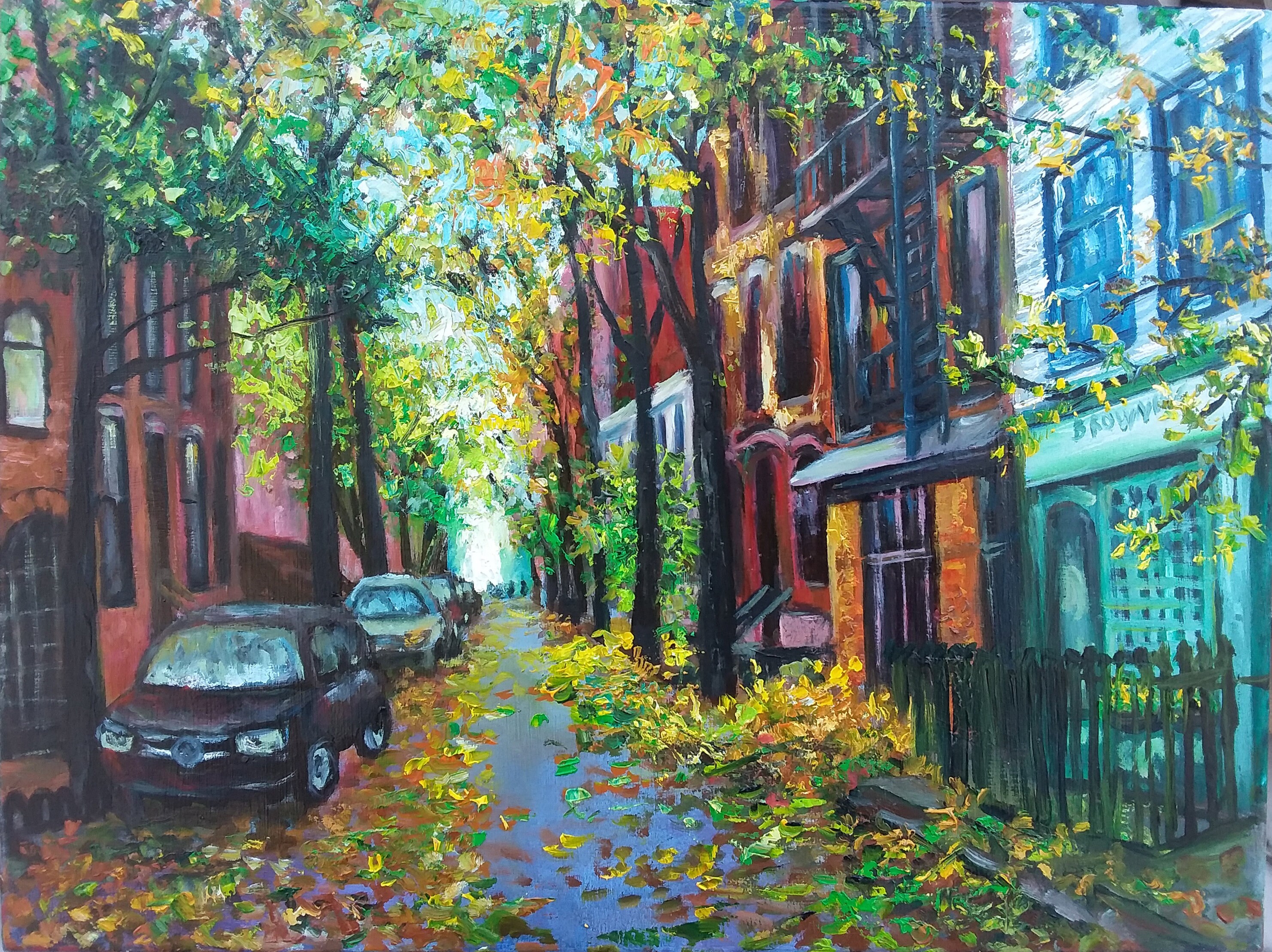 Original Oil Painting of a Brooklyn Street Scene Cityscape Etsy UK