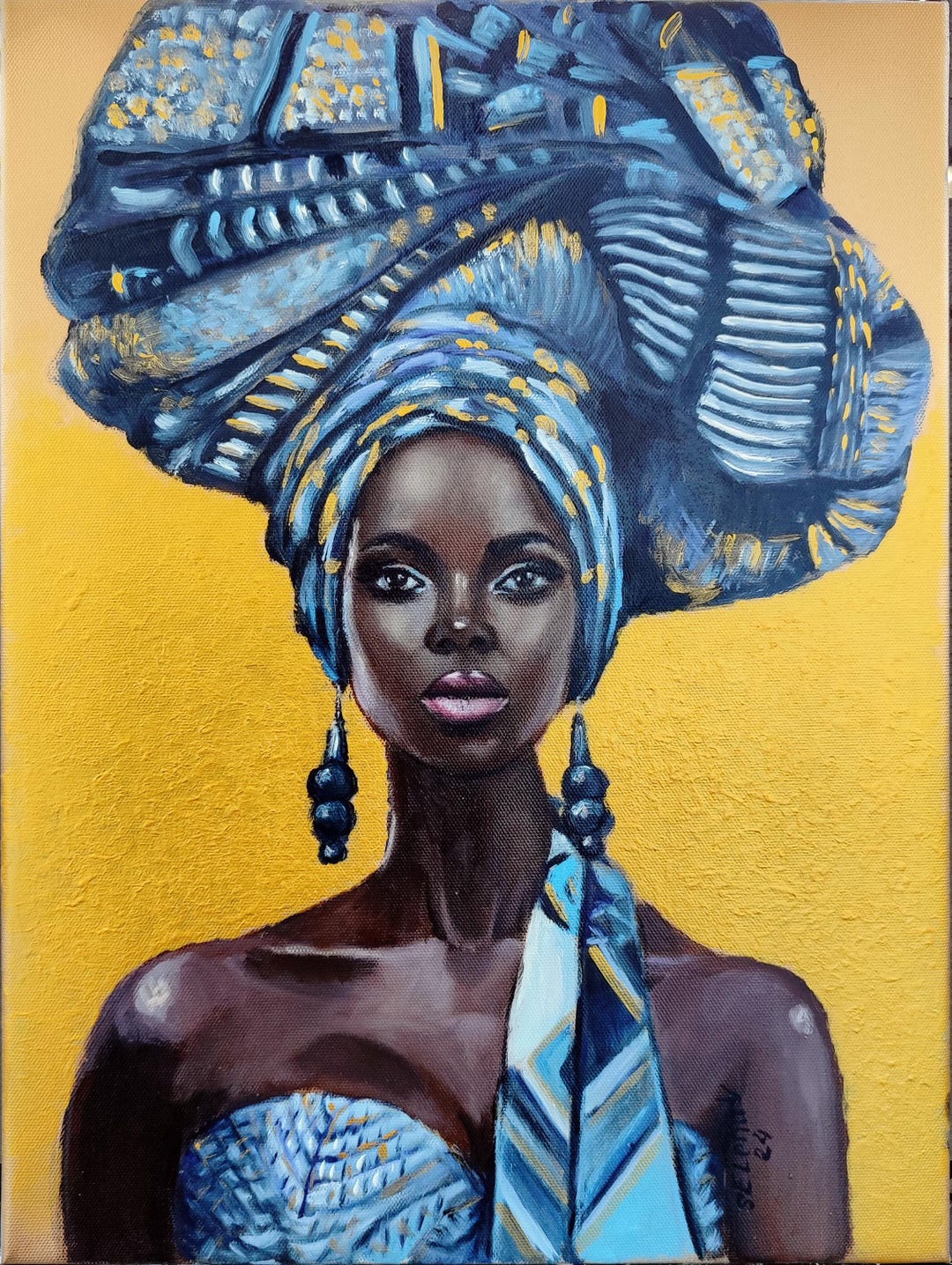 African Woman Painting Black Woman Original Art African American Art ...