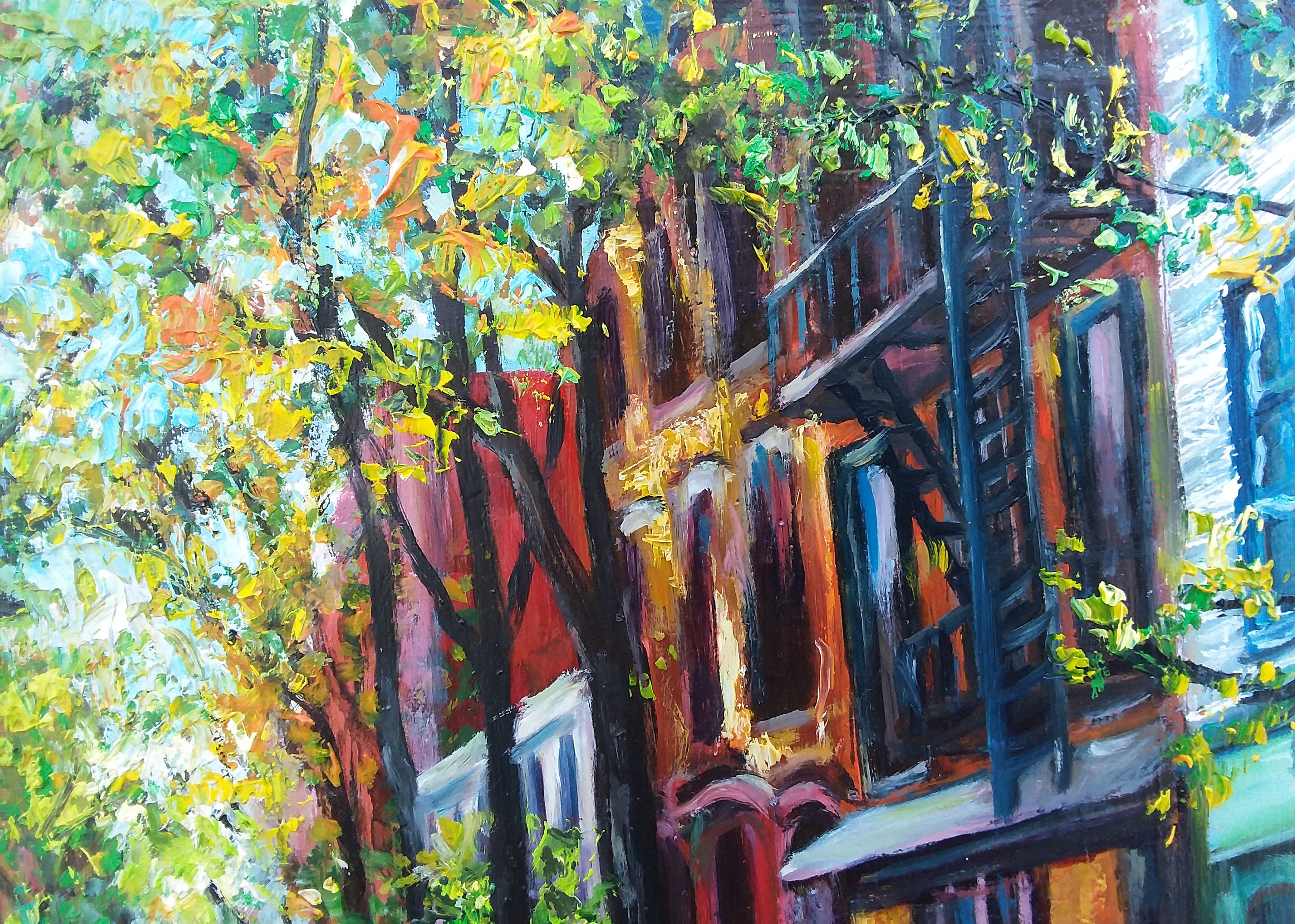 Original Oil Painting of a Brooklyn Street Scene Cityscape Etsy UK