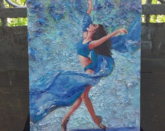 Dancer Original Oil Painting 14х10 » beaux-arts par SElenaV. Peinture de danse. Peinture de danse contemporaine. Peinture Impasto Peinture de danse tendre