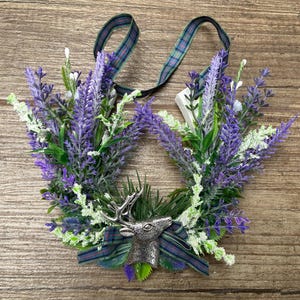 Ferro di cavallo portafortuna per matrimonio scozzese (Highland Gathering), (testa di cervo d'argento).