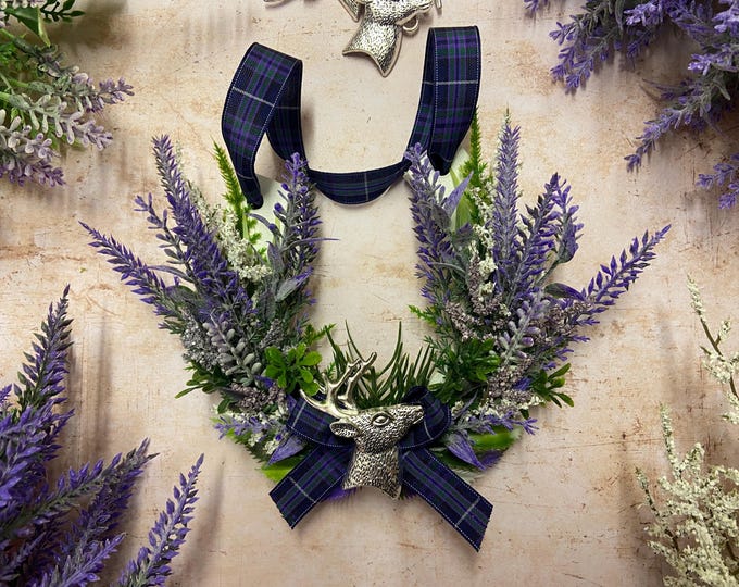Featured listing image: Scottish Lucky Wedding Horseshoe (Highland Gathering), (Silver Stag Head).