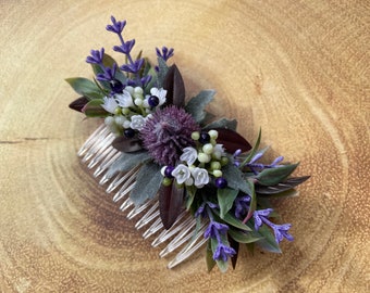 Ladies Floral, Artificial Faux Scottish Thistle Hair-Comb, with presentation box.