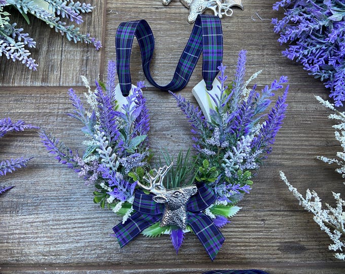 Featured listing image: Scottish Lucky Wedding Horseshoe (Highland Gathering), (Silver Stag Head).