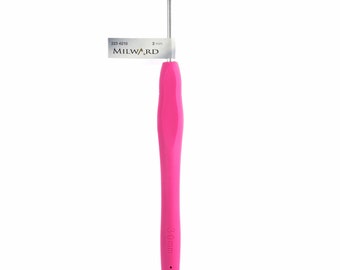 Milward Soft Grip Crochet Hooks, 14cm. 2.00mm, 2.50mm, 3.00mm, 3.50mm, 4.00mm, 4.50mm, 5.00mm, 5.50mm, 6.00mm. Aguja de ganchillo ergonómica.