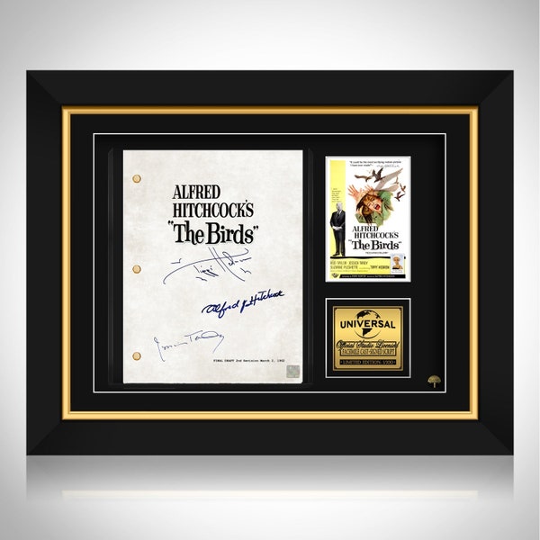 Alfred Hitchcock The Birds Movie Script Edición de firma limitada Marco personalizado