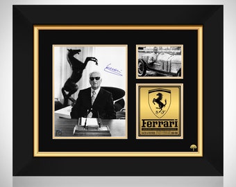 Enzo Ferrari Memorial Luxury Collage Photo Limited Signature Edition Custom Frame