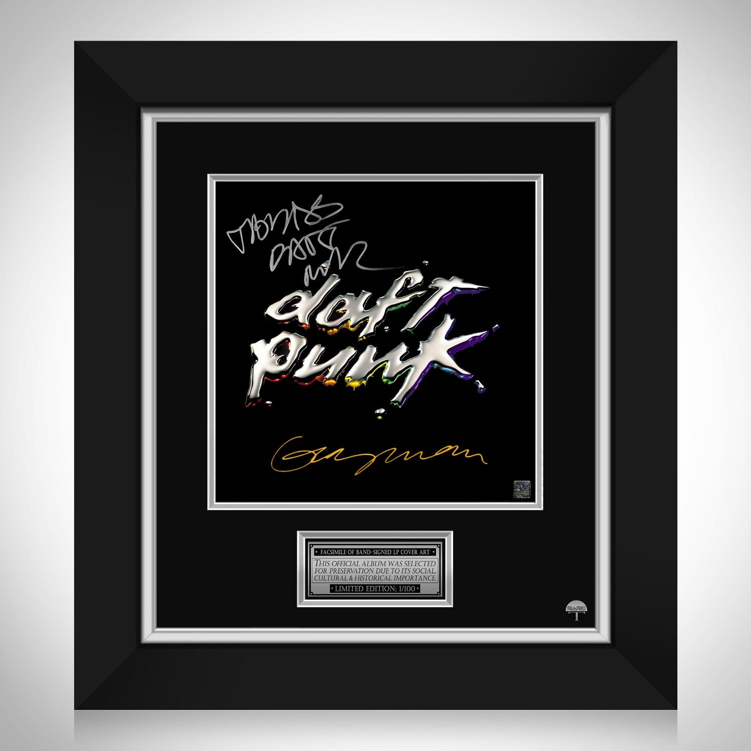 Exhibición de discos de vinilo firmados por Daft Punk