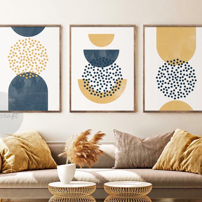 Blue and Yellow Wall Art - Etsy