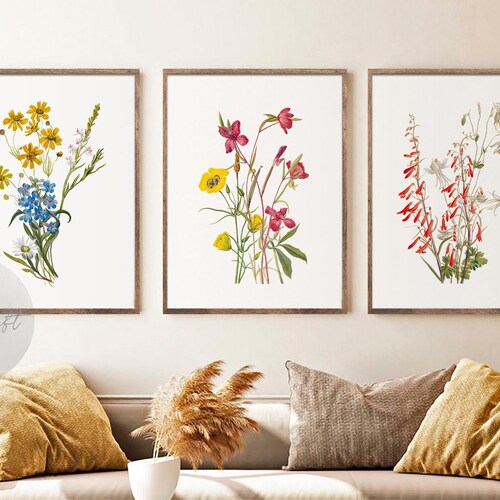 Set of 3 Watercolor Prints Floral Print Wall Art - Etsy