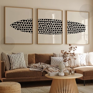 Surfbrett Print 3er Set, Strand Wandkunst, Schwarz Beige Neutral Surf Triptychon, Surfen Poster, minimalistische druckbare Kunst, Digital, Wohnkultur