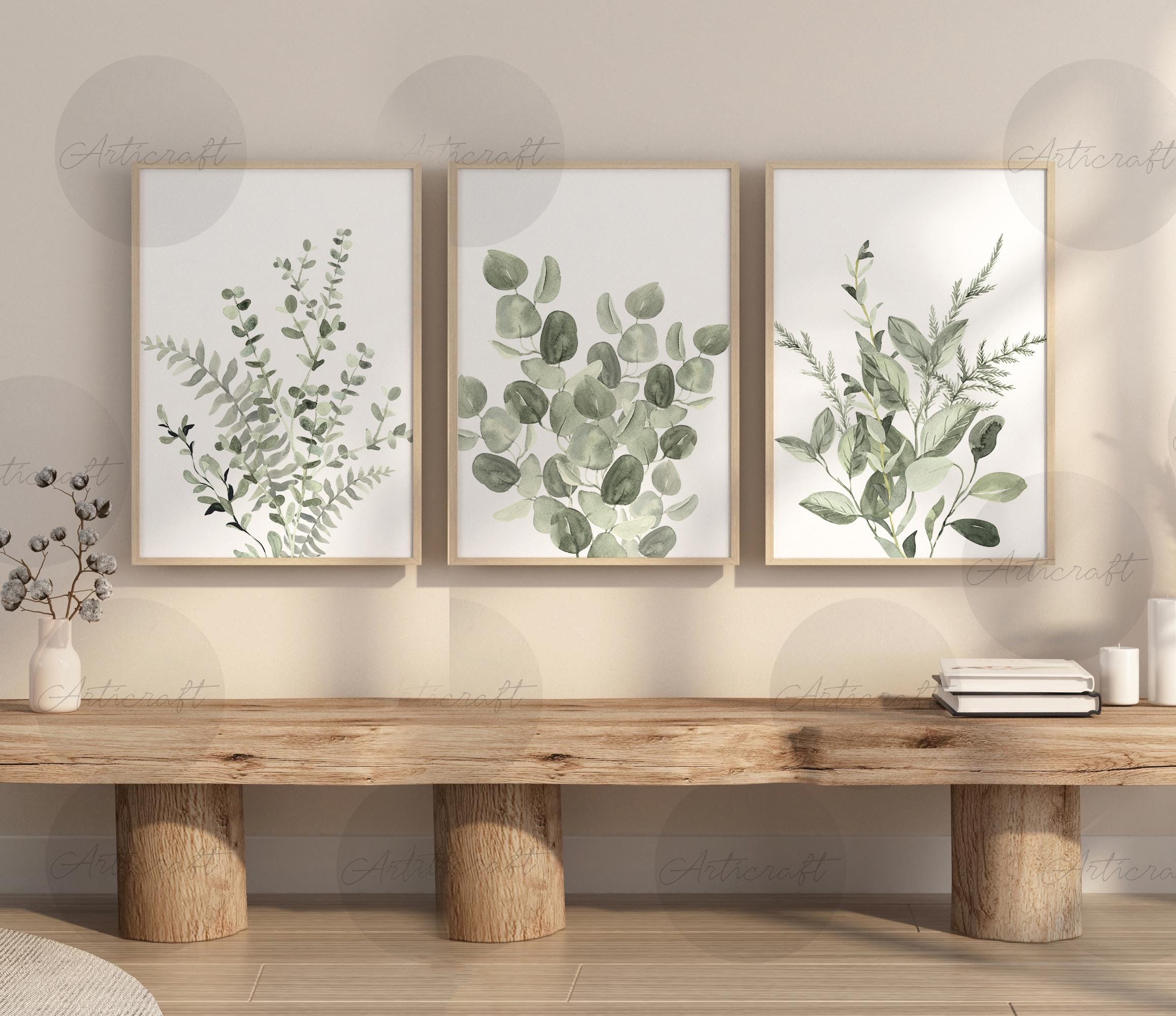 Watercolor Botanical Print Set of 3 Eucalyptus Printable Gallery Wall ...