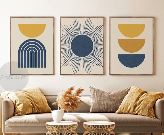 Mid century modern living room art deals