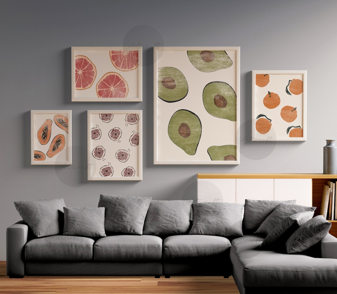 Boho Kitchen Decor, Gallery Wall Art Set of 5 Prints, Modern Printable ...